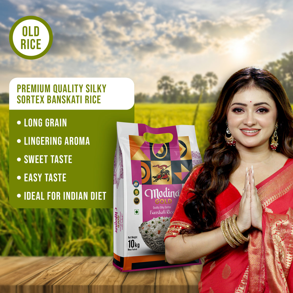 Modina Gold Premium Quality Silky Sortex Banskathi Rice (10 Kg)