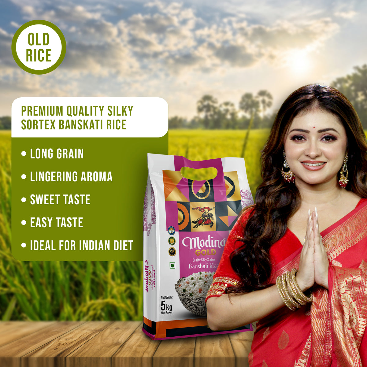 Modina Gold Premium Quality Silky Sortex Banskathi Rice (5 Kg)