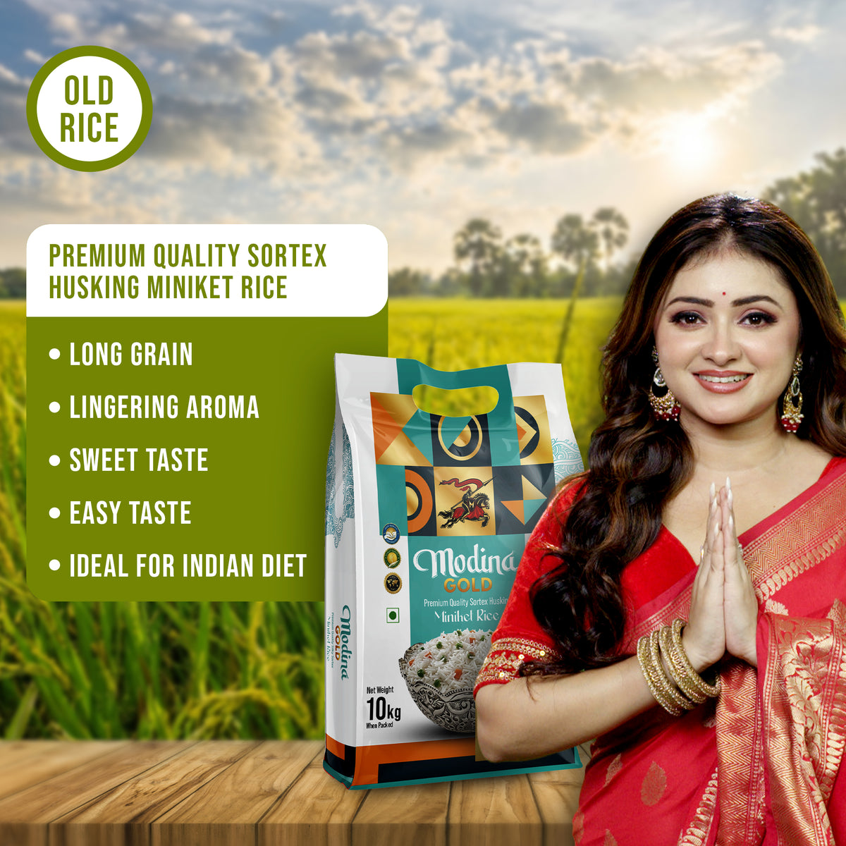 Modina Gold Premium Quality Sortex Husking Miniket Rice (10 Kg)