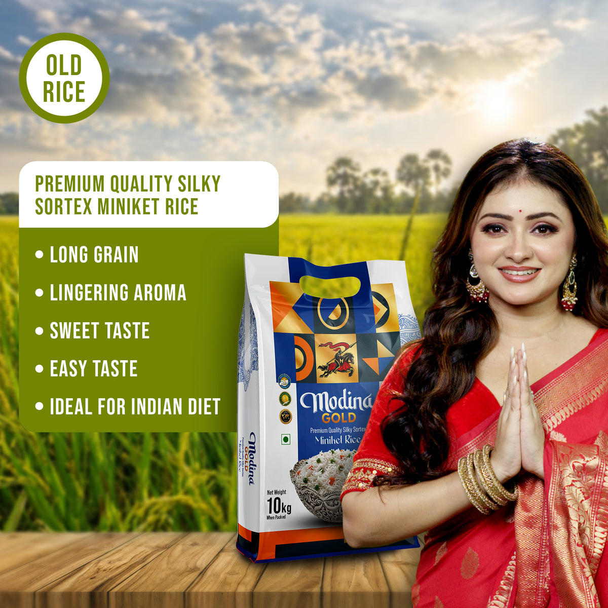 Modina Gold Premium Quality Silky Sortex Miniket Rice (10 Kg)