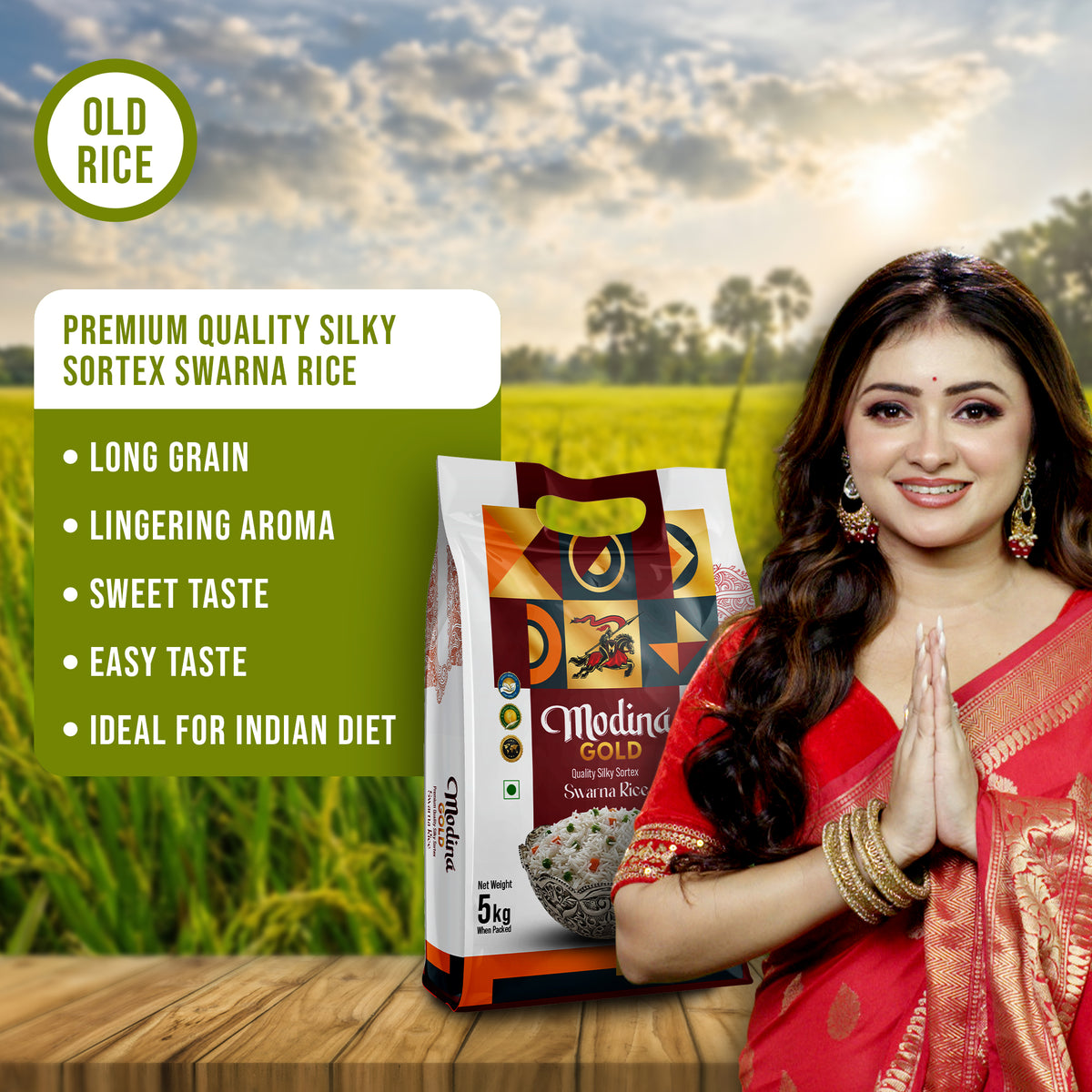 Modina Gold Quality Silky Sortex Swarna Rice (5 Kg)